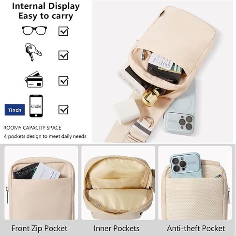 Small Sling Bag for Men and Women with RFID Pocket, Anti Theft Crossbody Chest Bag Casual Travel Bag for Hiking in Kuwait