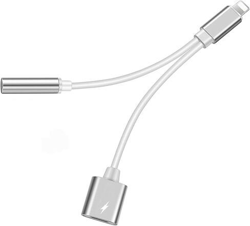 Lightning to 3.5 mm Headphone Jack Adapter for iPhone [MFi Certified], 2 in 1 iPhone Headphone Aux Audio + Charger Cable Splitter Adapter Dongle Compatible with iPhone 14 13 12 11 Pro XS XR X SE 8 7 in Saudi Arabia