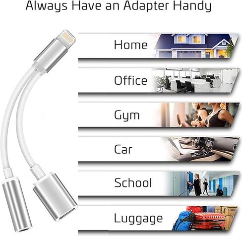 Lightning to 3.5 mm Headphone Jack Adapter for iPhone [MFi Certified], 2 in 1 iPhone Headphone Aux Audio + Charger Cable Splitter Adapter Dongle Compatible with iPhone 14 13 12 11 Pro XS XR X SE 8 7 in Saudi Arabia