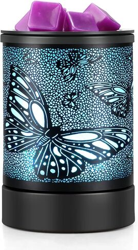 Black Metal Electric Wax Warmer Wax Burner with 7 Colors Cycle LED Light PTC Heating Element,Silicone Tray for Home Hotel Gift (Tree Pattern) in Saudi Arabia