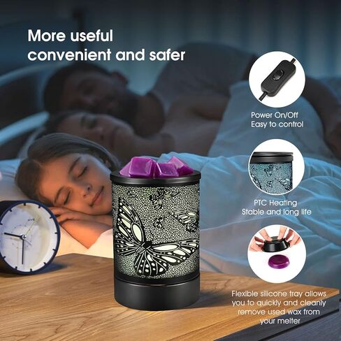 Black Metal Electric Wax Warmer Wax Burner with 7 Colors Cycle LED Light PTC Heating Element,Silicone Tray for Home Hotel Gift (Tree Pattern) in Saudi Arabia