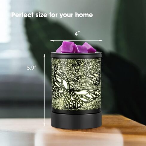 Black Metal Electric Wax Warmer Wax Burner with 7 Colors Cycle LED Light PTC Heating Element,Silicone Tray for Home Hotel Gift (Tree Pattern) in Saudi Arabia