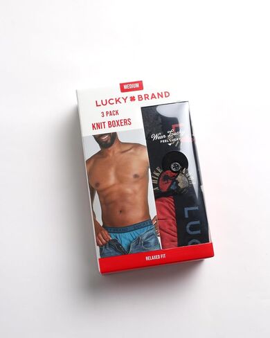 سراويل بوكسر رجالية من Lucky Brand - 6 قطع فضفاضة من نسيج ناعم للرجال - بوكسر كلاسيكي مسامي للرجال (S-XL)، مقاس متوسط، أسود داكن/مخطط/رمادي فحمي in Saudi Arabia
