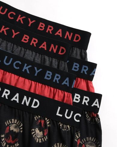 سراويل بوكسر رجالية من Lucky Brand - 6 قطع فضفاضة من نسيج ناعم للرجال - بوكسر كلاسيكي مسامي للرجال (S-XL)، مقاس متوسط، أسود داكن/مخطط/رمادي فحمي in Saudi Arabia