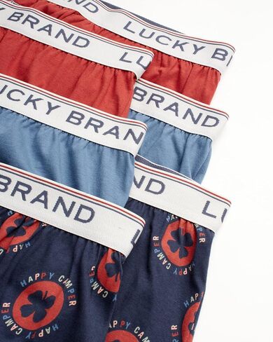 سراويل بوكسر رجالية من Lucky Brand - 6 قطع فضفاضة من نسيج ناعم للرجال - بوكسر كلاسيكي مسامي للرجال (S-XL)، مقاس متوسط، أسود داكن/مخطط/رمادي فحمي in Saudi Arabia
