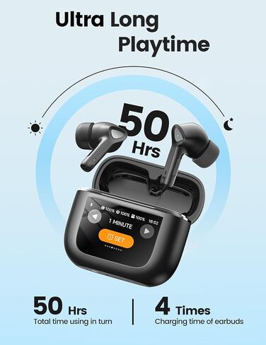 Wireless Earbuds Bluetooth 5.3 Headphones with LED Touch Screen 50H Playtime Deep Bass Stereo Ear Buds with Mic IPX7 Waterproof in Ear Earphones for Pad Tablet Laptop Android/iOS Phones in Saudi Arabia