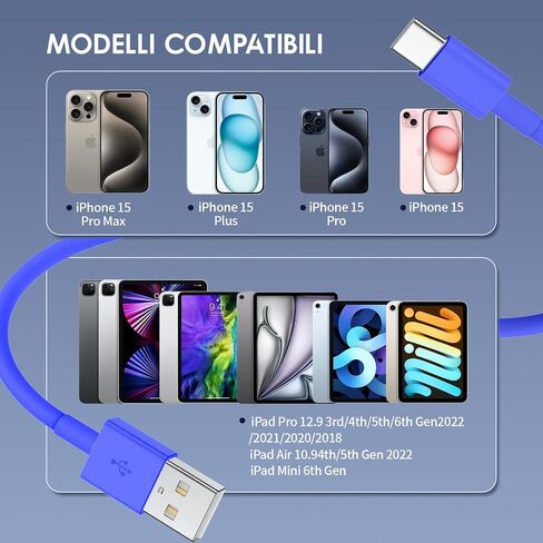 كابل Carplay لكابل شاحن السيارة iPhone 15/16، 4 حزم USB A إلى USB C لسلك Carplay USB C، iPhone 16/15/Plus/Pro Max، iPad Pro 12.9/11، Air 5th/4th Gen، Mini 6th Gen/ كيبل شحن السيارة 3 قدم in Kuwait