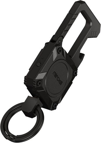 Miroddi Car Keychain with Tracker Key Chain Works with Apple Find My App (iOS Only), Heavy Duty Key Carabiner with Bottle Opener, Key Finder, GPS for Key, Anti-Lost Key Finder, Rechargeable, Black in Saudi Arabia