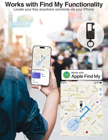 Miroddi Car Keychain with Tracker Key Chain Works with Apple Find My App (iOS Only), Heavy Duty Key Carabiner with Bottle Opener, Key Finder, GPS for Key, Anti-Lost Key Finder, Rechargeable, Black in Saudi Arabia