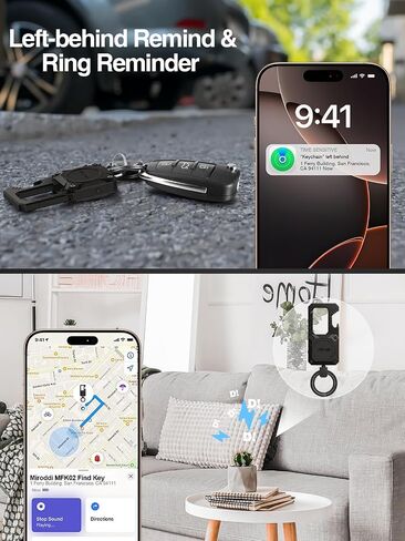 Miroddi Car Keychain with Tracker Key Chain Works with Apple Find My App (iOS Only), Heavy Duty Key Carabiner with Bottle Opener, Key Finder, GPS for Key, Anti-Lost Key Finder, Rechargeable, Black in Saudi Arabia