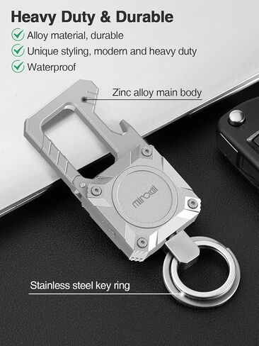 Miroddi Car Keychain with Tracker Key Chain Works with Apple Find My App (iOS Only), Heavy Duty Key Carabiner with Bottle Opener, Key Finder, GPS for Key, Anti-Lost Key Finder, Rechargeable, Black in Saudi Arabia