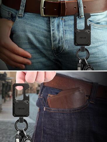 Miroddi Car Keychain with Tracker Key Chain Works with Apple Find My App (iOS Only), Heavy Duty Key Carabiner with Bottle Opener, Key Finder, GPS for Key, Anti-Lost Key Finder, Rechargeable, Black in Saudi Arabia