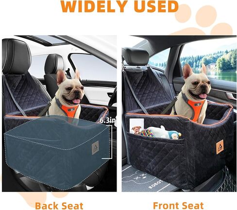 Dog Car Seat for Small Medium Dogs, Booster Car Seat for Dogs with Memory Foam Elevated Cushion, Detachable Washable Cover, Pet Car Seat Travel Bed with 2 Storage Pocket, Dog Seat Belt (Black, M) in Saudi Arabia
