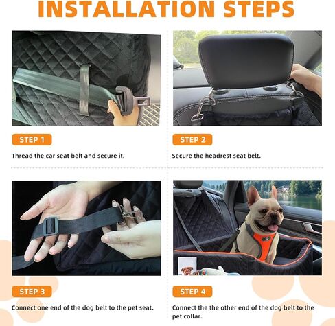 Dog Car Seat for Small Medium Dogs, Booster Car Seat for Dogs with Memory Foam Elevated Cushion, Detachable Washable Cover, Pet Car Seat Travel Bed with 2 Storage Pocket, Dog Seat Belt (Black, M) in Saudi Arabia