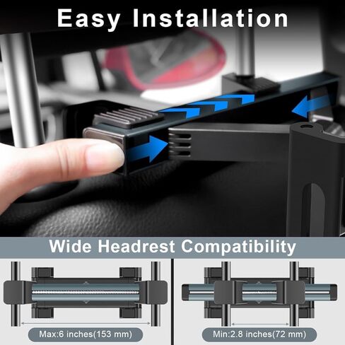 حامل تابلت للسيارة، حامل تابلت بمسند الرأس - مقعد خلفي للسيارة للأطفال أثناء السفر، متوافق مع أجهزة التابلت/الآيباد، آيفون/سامسونج تاب/فاير إتش دي/سويتش، وغيرها من الأجهزة مقاس 5 بوصة - 12.9 بوصة in Kuwait