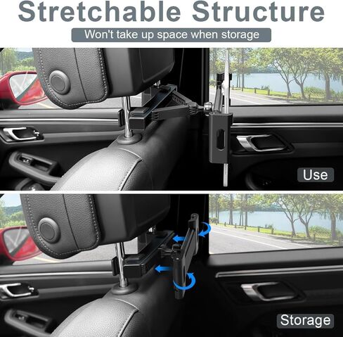 حامل تابلت للسيارة، حامل تابلت بمسند الرأس - مقعد خلفي للسيارة للأطفال أثناء السفر، متوافق مع أجهزة التابلت/الآيباد، آيفون/سامسونج تاب/فاير إتش دي/سويتش، وغيرها من الأجهزة مقاس 5 بوصة - 12.9 بوصة in Kuwait