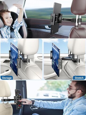 حامل تابلت للسيارة، حامل تابلت بمسند الرأس - مقعد خلفي للسيارة للأطفال أثناء السفر، متوافق مع أجهزة التابلت/الآيباد، آيفون/سامسونج تاب/فاير إتش دي/سويتش، وغيرها من الأجهزة مقاس 5 بوصة - 12.9 بوصة in Kuwait