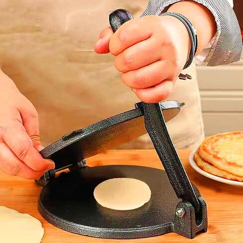 8-inch iron Tortilla Press, corn cake making machine, cast iron heavy-duty corn cake press, flour corn dough making machine, equipped with 50 sheets of parchment paper (8 inches) in Saudi Arabia