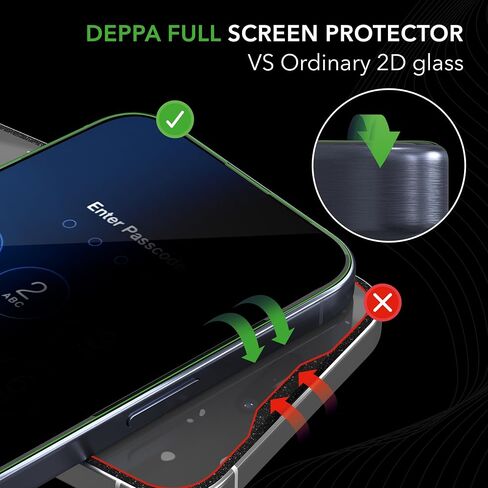 ديبا |2 عبوة| واقي شاشة ممتاز للخصوصية لهاتف Iphone 14 Pro (6.1 بوصة) غطاء كامل من الزجاج المقوى من الحافة إلى الحافة مع صينية أدوات التثبيت السهلة - فيلم مضاد للتجسس، خاص، داكن، أسود in Kuwait