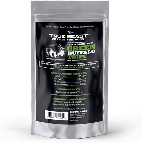 مكافآت تدريب الكلاب Xdog Green Buffalo Tripe من True Beast | مكافأة للكلاب خالية من الحبوب مصنوعة من الكرشة المجففة بالتجميد النقي | عشبي، طبيعي بالكامل، بدون إضافات | صنع في الولايات المتحدة الأمريكية | يعامل الكلب الخام in Saudi Arabia