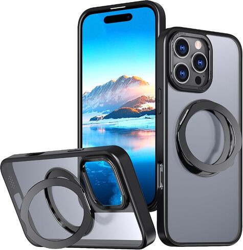 KLOET Silicone Case with Built-in Kickstand for iPhone 16 Pro Max - Full Body Protection, Rear Phone Holder and Magnetic Case, Clear in Saudi Arabia