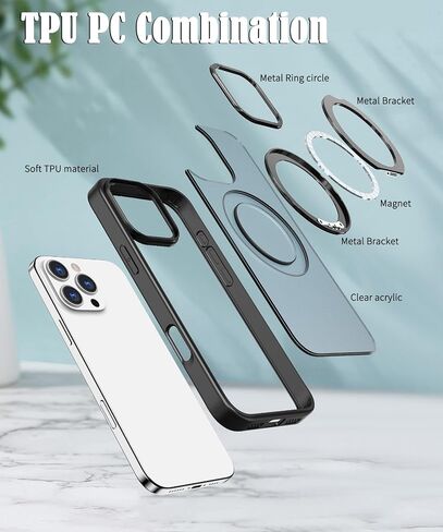 KLOET Silicone Case with Built-in Kickstand for iPhone 16 Pro Max - Full Body Protection, Rear Phone Holder and Magnetic Case, Clear in Saudi Arabia
