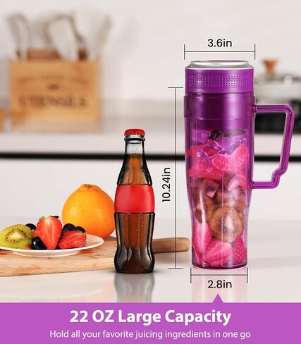 Portable Blender, 300W Blender for Smoothies and Shakes, 22 oz Smoothie Blender with 6 Blades, BPA Free, USB-C Rechargeable, Handle and Straw Lid, Mini Travel Blender for Anywhere, Clear in Saudi Arabia