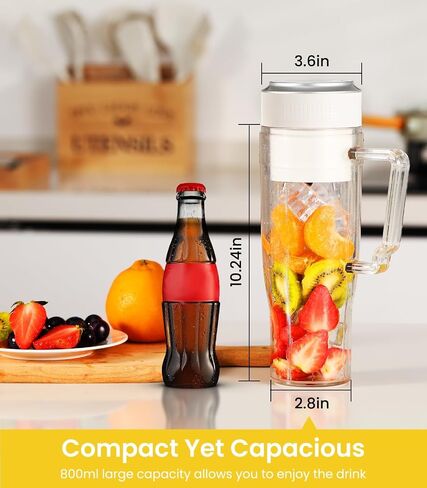 Portable Blender, 300W Blender for Smoothies and Shakes, 22 oz Smoothie Blender with 6 Blades, BPA Free, USB-C Rechargeable, Handle and Straw Lid, Mini Travel Blender for Anywhere, Clear in Saudi Arabia