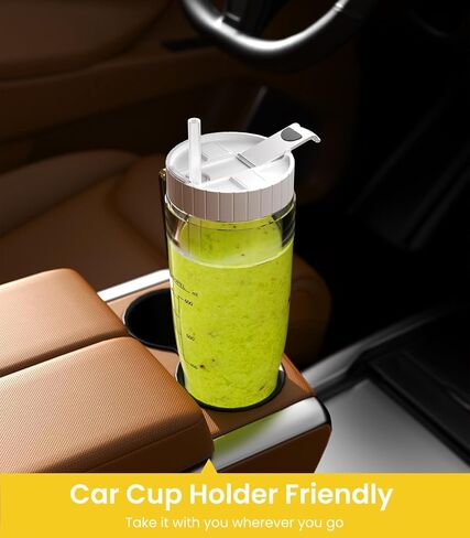 Portable Blender, 300W Blender for Smoothies and Shakes, 22 oz Smoothie Blender with 6 Blades, BPA Free, USB-C Rechargeable, Handle and Straw Lid, Mini Travel Blender for Anywhere, Clear in Saudi Arabia