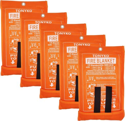 TONYKO Emergency Fire Blanket for Home and Kitchen - Orange - Fire Suppression Blanket, Fiberglass Fireproof Blanket in Saudi Arabia