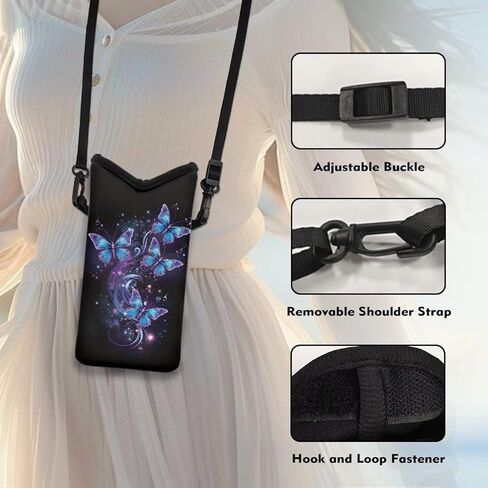 Neoprene Phone Bag Adjustable Crossbody Strap Mobile Protection Case Hook and Loop Fastener Phone Bag, 4 X 8 Inch in Kuwait