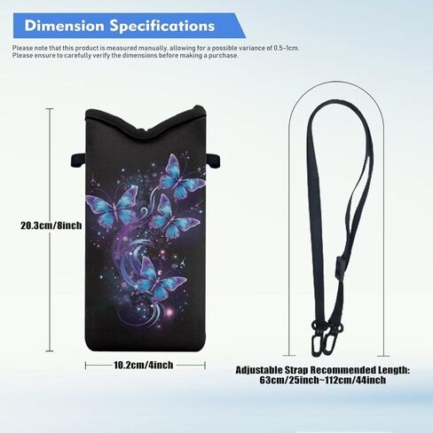 Neoprene Phone Bag Adjustable Crossbody Strap Mobile Protection Case Hook and Loop Fastener Phone Bag, 4 X 8 Inch in Kuwait