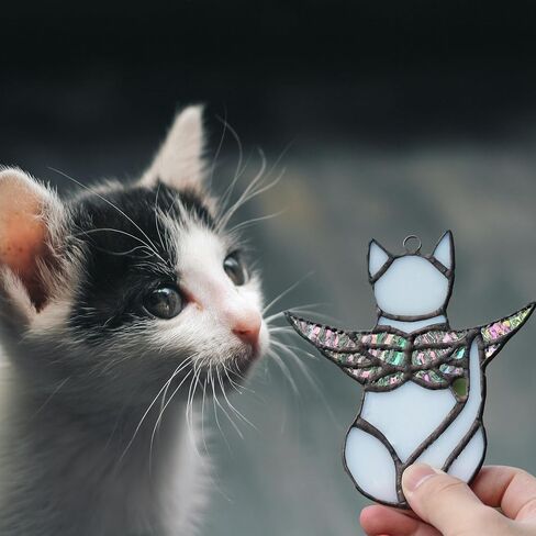 Angel Cat Figurine - Handcrafted Memorial Keepsake | Pet Loss Sympathy Gift | Elegant Angel Wings Design-White in Saudi Arabia