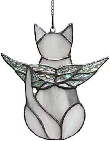 Angel Cat Figurine - Handcrafted Memorial Keepsake | Pet Loss Sympathy Gift | Elegant Angel Wings Design-White in Saudi Arabia