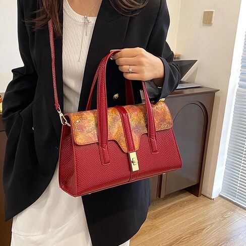 WIGUYUN حقيبة يد نسائية أنيقة للسهرة مصنوعة من جلد الثعبان بمقبض علوي ومحفظة بسلسلة كتف حقيبة عبر الجسم in Kuwait