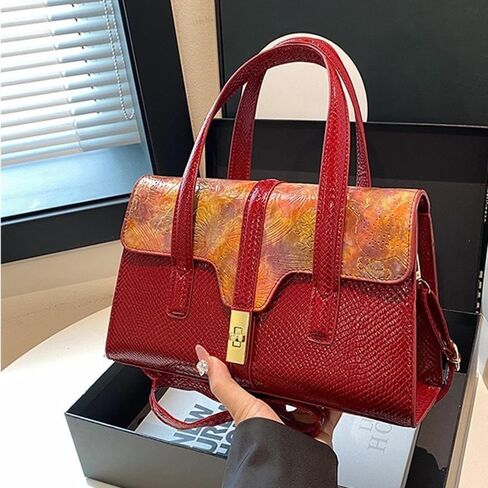 WIGUYUN حقيبة يد نسائية أنيقة للسهرة مصنوعة من جلد الثعبان بمقبض علوي ومحفظة بسلسلة كتف حقيبة عبر الجسم in Kuwait