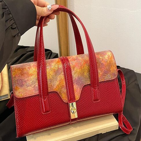 WIGUYUN حقيبة يد نسائية أنيقة للسهرة مصنوعة من جلد الثعبان بمقبض علوي ومحفظة بسلسلة كتف حقيبة عبر الجسم in Kuwait