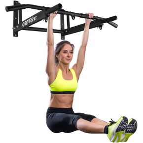 OneTwoFit Wall Mounted Pull Up Bar with More Stable 6-hole design for Indoor and Outdoor Use, Maximum weight 440 Lbs OT103