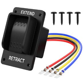 Joinfworld Reverse Polarity Switch 12V Waterproof Momentary 3 Position (ON)-Off-(ON) Rocker Switch Marine RV Power Stabilizer Jack Switch 20A DPDT with Pre-Wired for Boat Auto UTV Travel Trailer