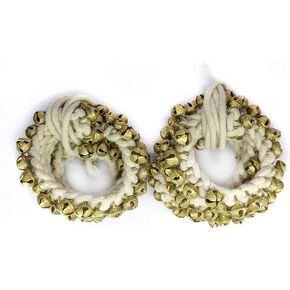 Kathak Ghungroo Pair, (25+25) (14 No. Ghungroo) Big Bells Tied with Cotton Cord Indian Classical Dancers Anklet Musical Instrument (100+100 BELLS)
