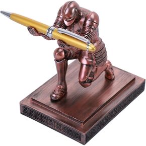 Knight Pen Holder Desk Ornament Resin Pencil Holders Desk Accessories and Organizer For Men with a Cool Pen (Blue) in Kuwait