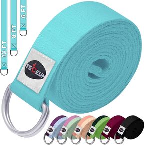 [NEW 2024] TECEUM Yoga & Mat Strap – 2 IN 1 – Cotton – 6 ft 8 ft 10 ft (15+ colors) – Adjustable Non-Slip Belt for Yoga, Pilates, Stretching, Physiotherapy, Fitness & Home Workout – For Carrying Mats