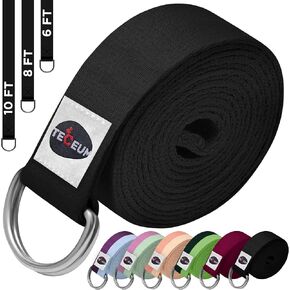[NEW 2024] TECEUM Yoga & Mat Strap – 2 IN 1 – Cotton – 6 ft 8 ft 10 ft (15+ colors) – Adjustable Non-Slip Belt for Yoga, Pilates, Stretching, Physiotherapy, Fitness & Home Workout – For Carrying Mats