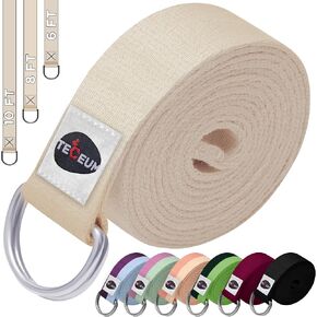 [NEW 2024] TECEUM Yoga & Mat Strap – 2 IN 1 – Cotton – 6 ft 8 ft 10 ft (15+ colors) – Adjustable Non-Slip Belt for Yoga, Pilates, Stretching, Physiotherapy, Fitness & Home Workout – For Carrying Mats in Kuwait