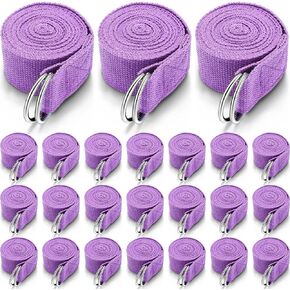 24 Pieces Yoga Strap for Stretching Yoga Exercise Adjustable Straps for Yoga Classes 6 Ft Non Elastic Yoga Belt with Adjustable D Ring Buckle for Pilates Gym Workouts Yoga Fitness