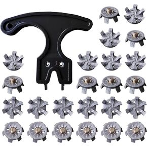 Golf Shoe Spikes - 6mm Metal Thread Screws, 24 Count with Wrench | Replacement Spikes