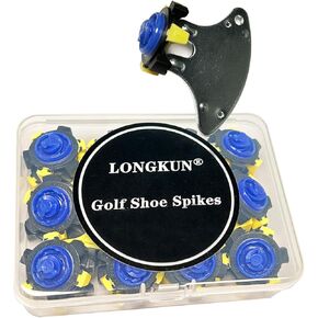 مسامير جولف، 28 قطعة من مسامير أحذية الجولف مع قطعة واحدة من مفتاح ربط مرابط الجولف سهلة التركيب، استبدال مسامير جولف لأحذية الجولف ثلاثية Fast Lok (أزرق/أصفر/أسود) LONGKUN in Kuwait