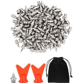 JOVITEC 120 Pieces 1/4 Inch Steel Spikes Shoe Spikes Replacement with 2 Pieces Spike Wrench for Track and Cross Country