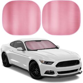 BDK 2PC Metallic Black Car Window Sun Shade Auto Shade for Windshield Visor, Block UV Reflect Heat to Keep Your Car SUV Truck, 31.75" x 28.75"