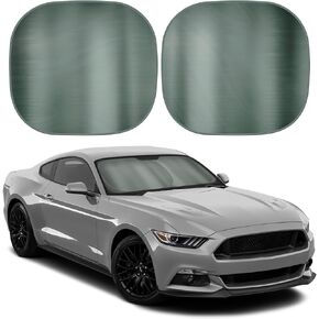 BDK 2PC Metallic Black Car Window Sun Shade Auto Shade for Windshield Visor, Block UV Reflect Heat to Keep Your Car SUV Truck, 31.75" x 28.75"